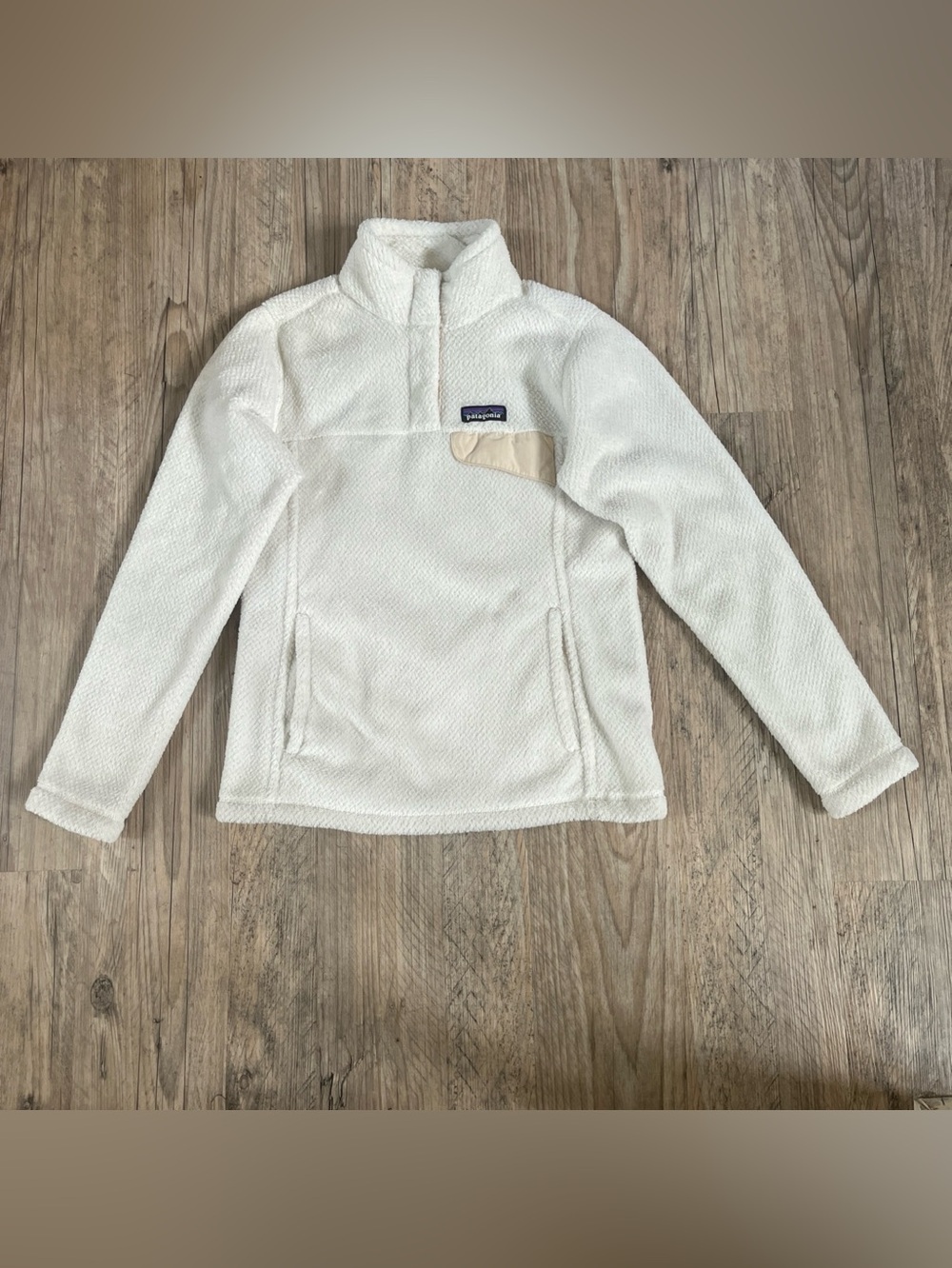 Patagonia Re Tool Snap T Fleece Pullover Womens Small White Ivory Polartec Pro
